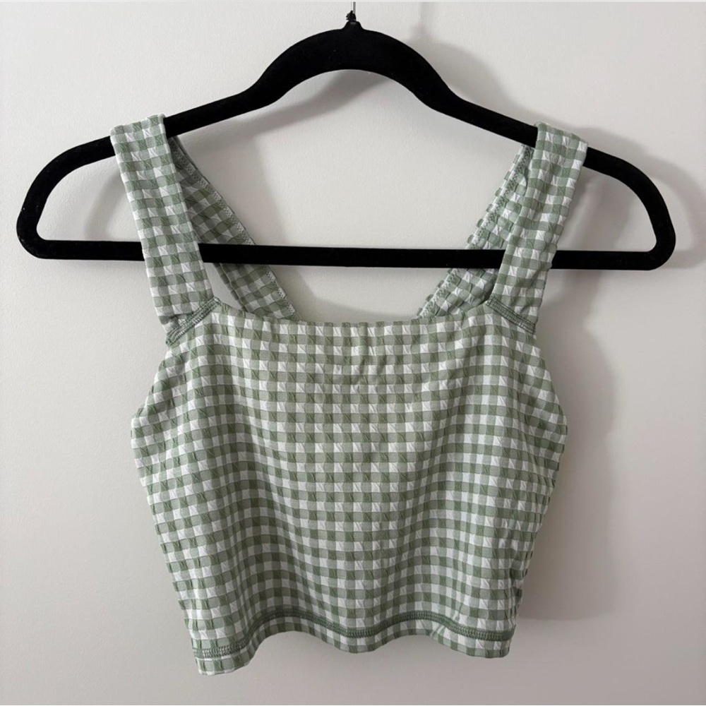 Aerie Offline Light Green Gingham Top